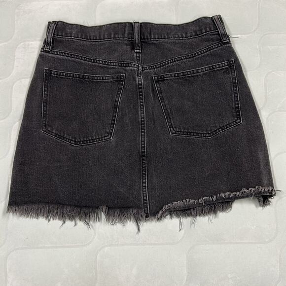 Madewell Rigid Denim A-Line Mini Skirt Lunar Wash Black Cutout Edition Size 28 - Picture 3 of 7